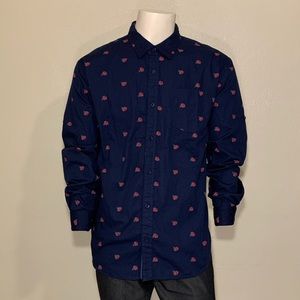 Aeropostale Men’s Casual Rose Pattern Button Down